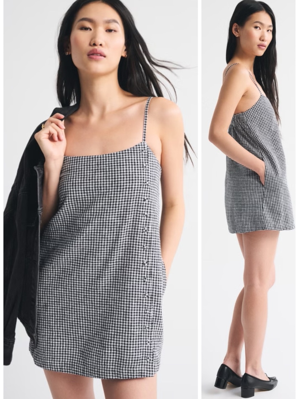 Abercrombie & Fitch Linen Blend Button Skort in Black Gingham Size XS EUC